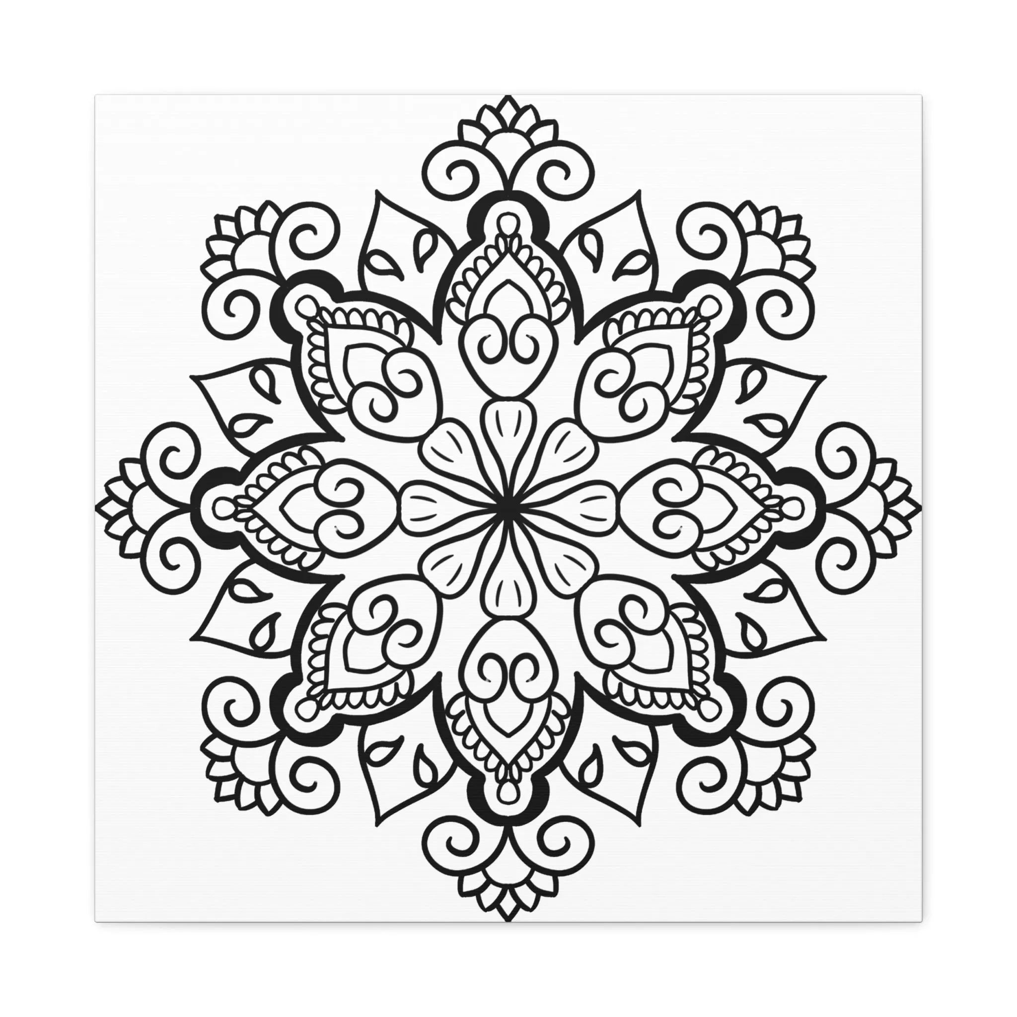 Handmade Black & White Mandala Art - Matte Canvas, Stretched, 1.25