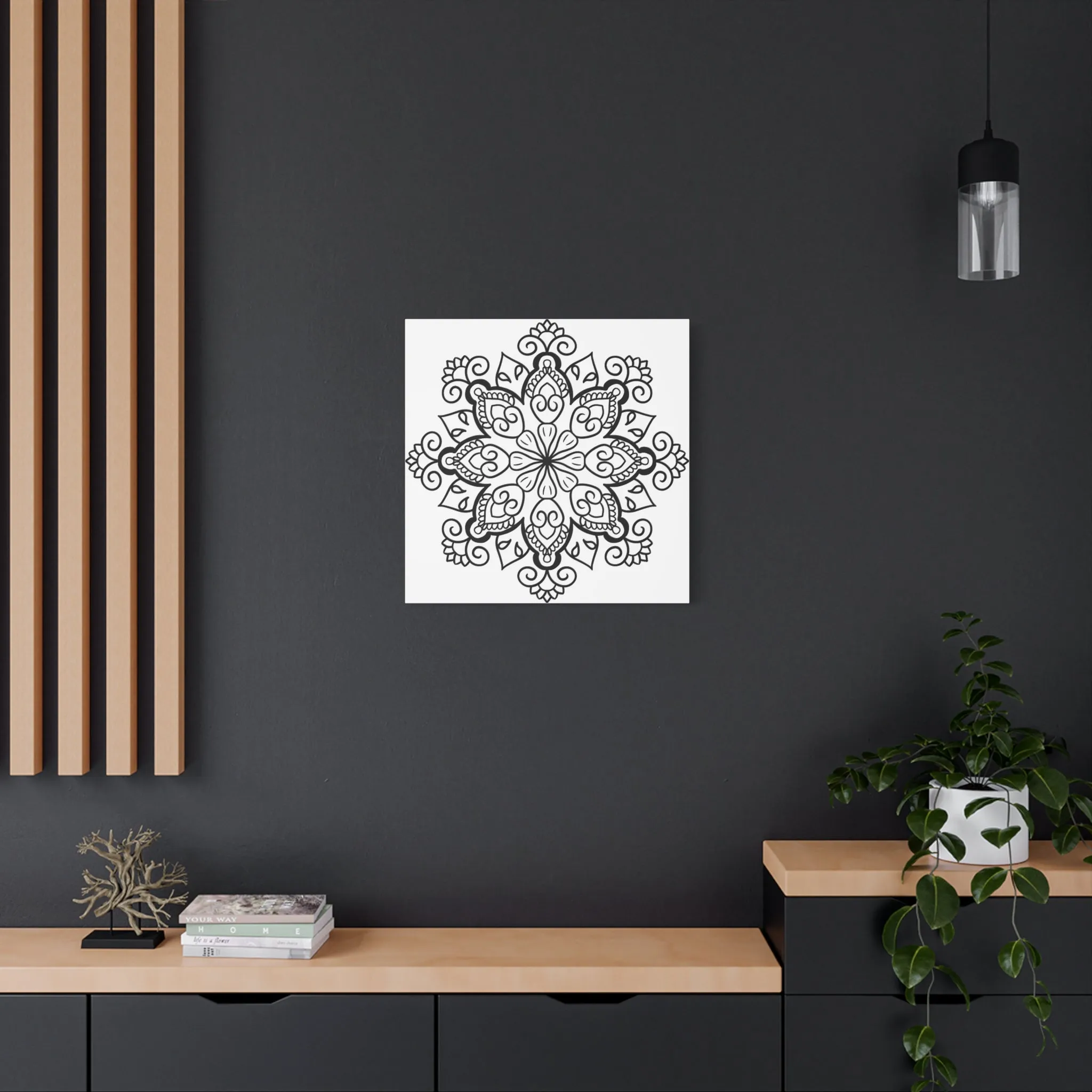 Handmade Black & White Mandala Art - Matte Canvas, Stretched, 1.25