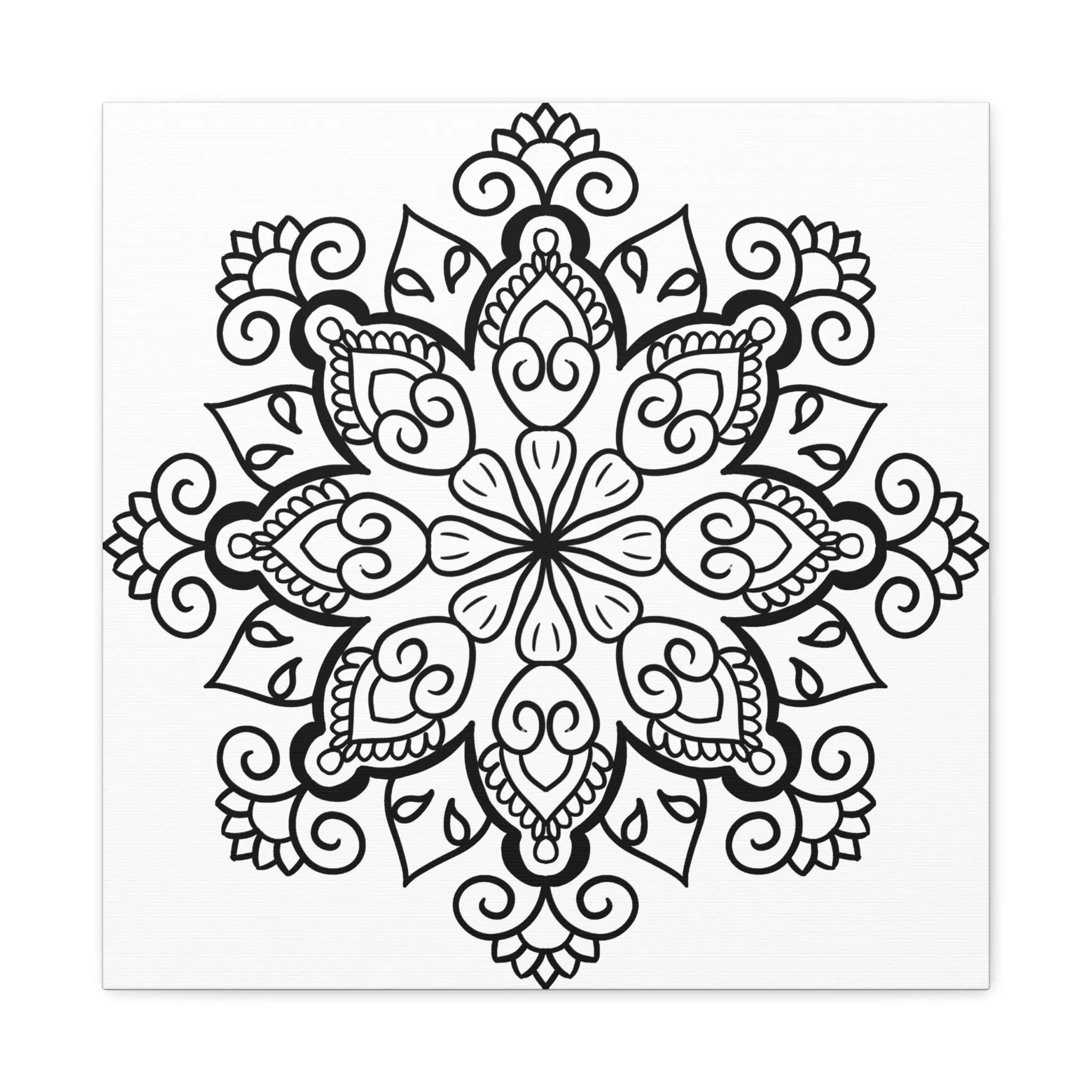 Handmade Black & White Mandala Art - Matte Canvas, Stretched, 1.25