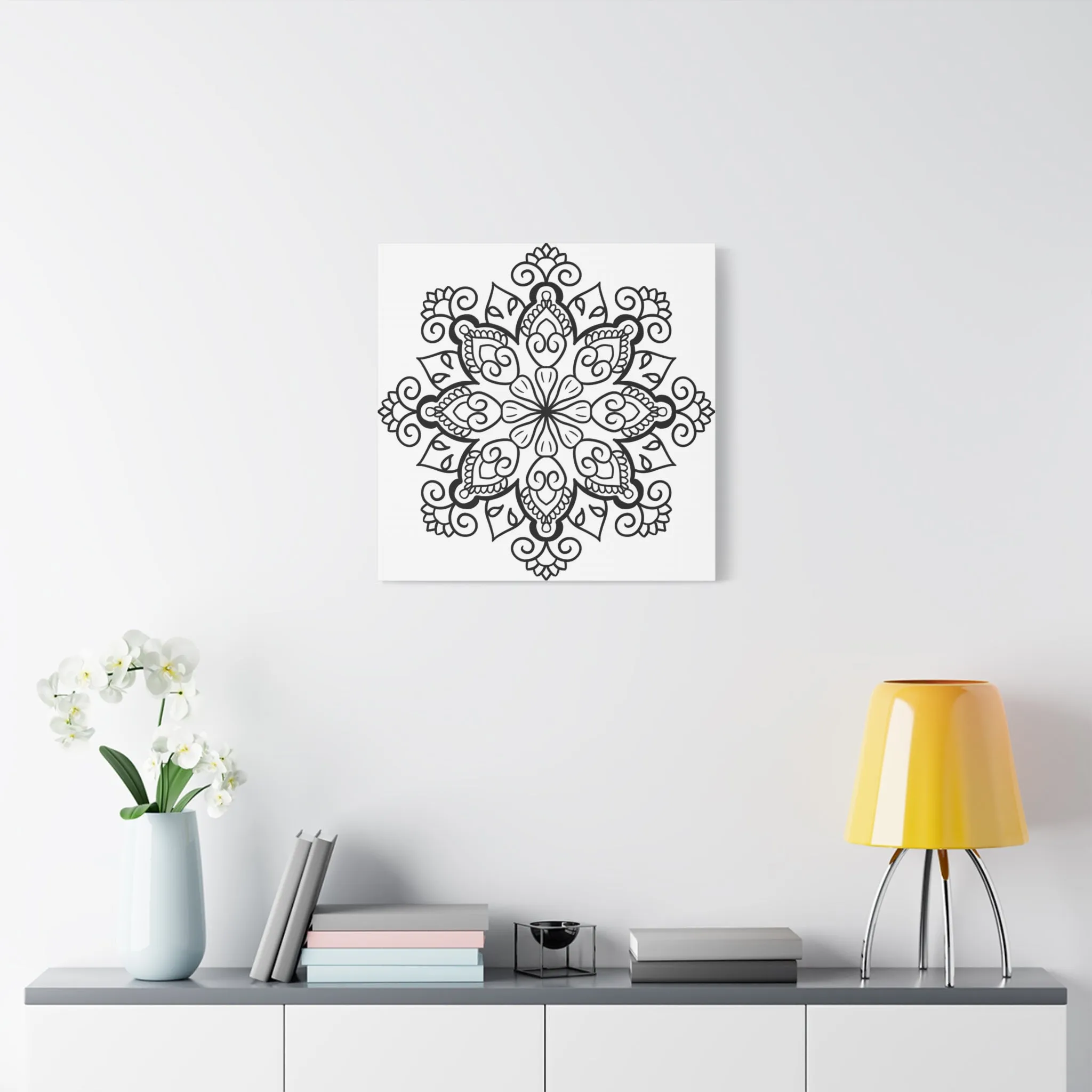 Handmade Black & White Mandala Art - Matte Canvas, Stretched, 1.25