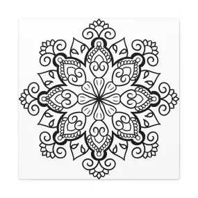 Handmade Black & White Mandala Art - Matte Canvas, Stretched, 1.25