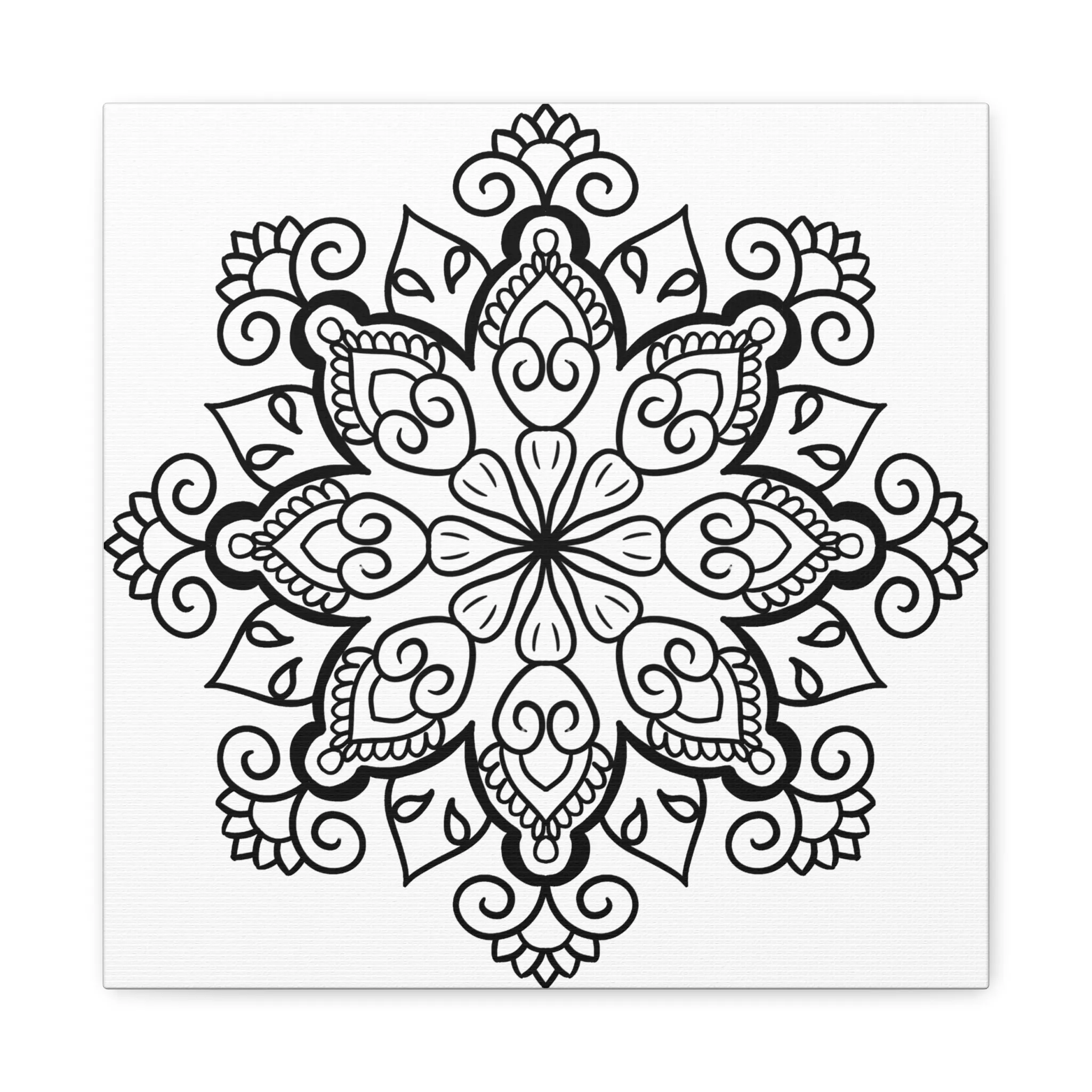 Handmade Black & White Mandala Art - Matte Canvas, Stretched, 1.25