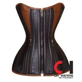 Leather Overbust Full Zipper Closure Corset