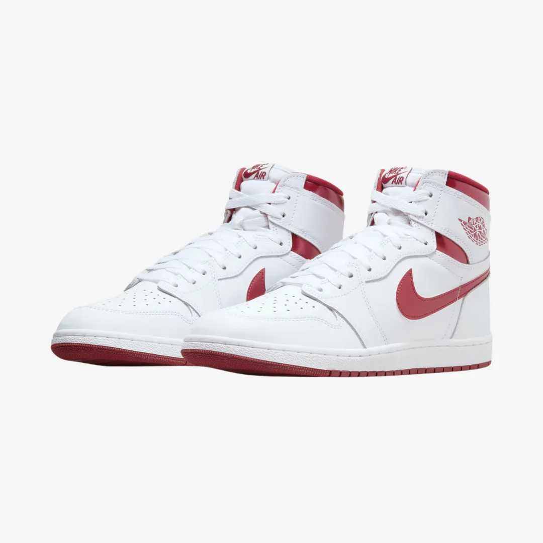 mens jordan 1 retro high og '85 (white/metallic burgundy)