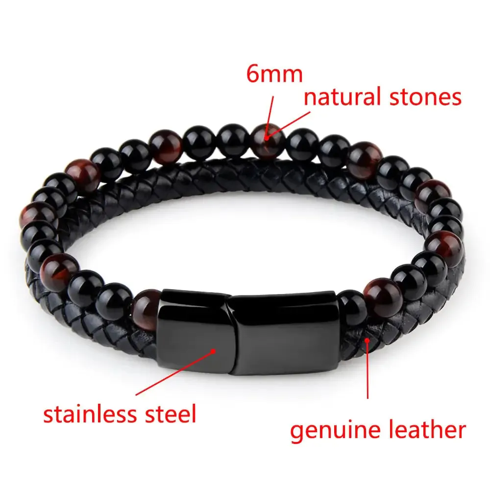 Natural Stone Genuine Leather