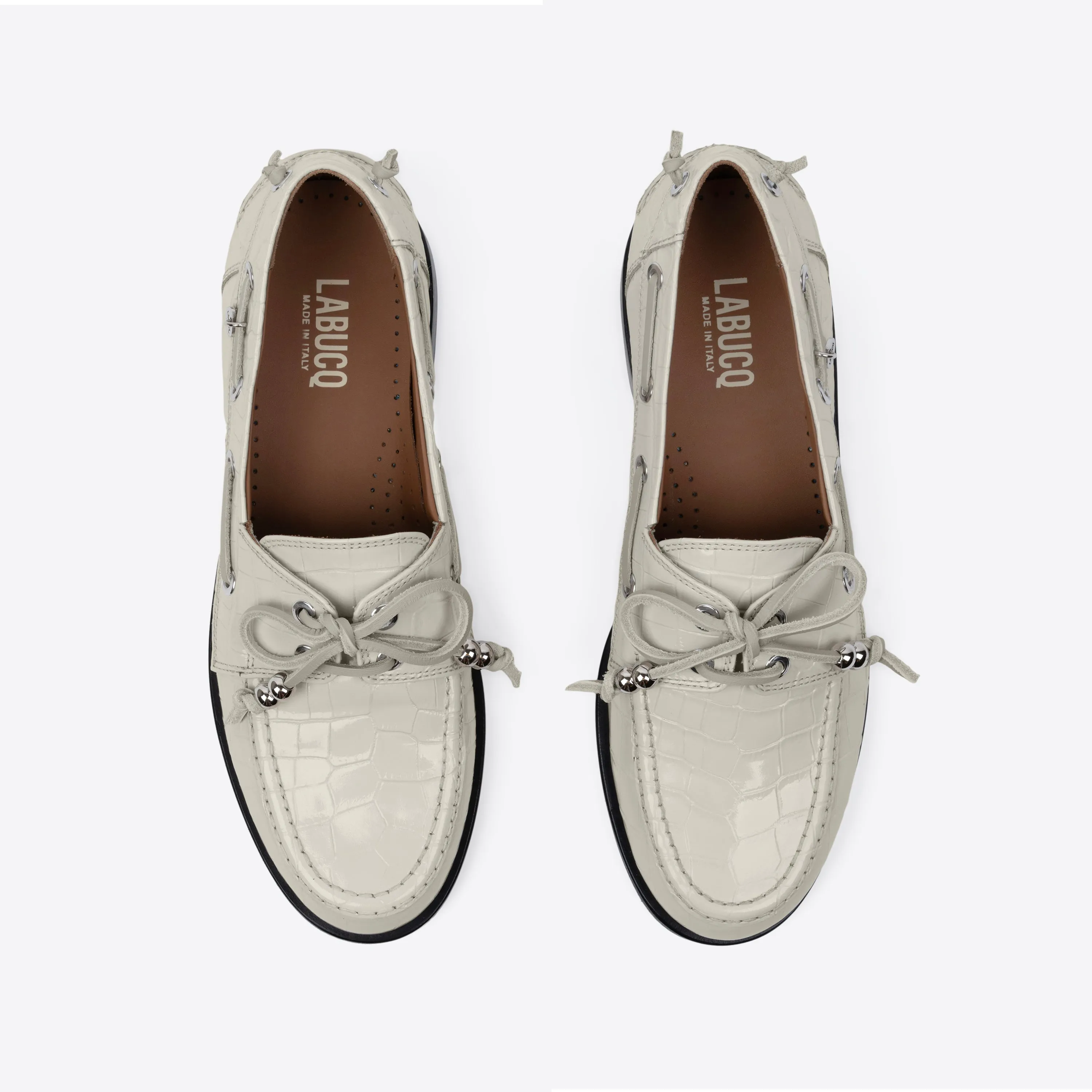 Nelson Boat Shoe Ivory Crocco