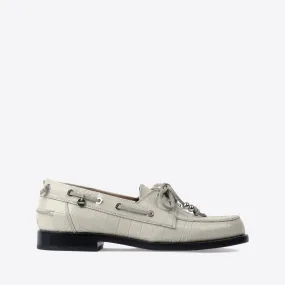 Nelson Boat Shoe Ivory Crocco