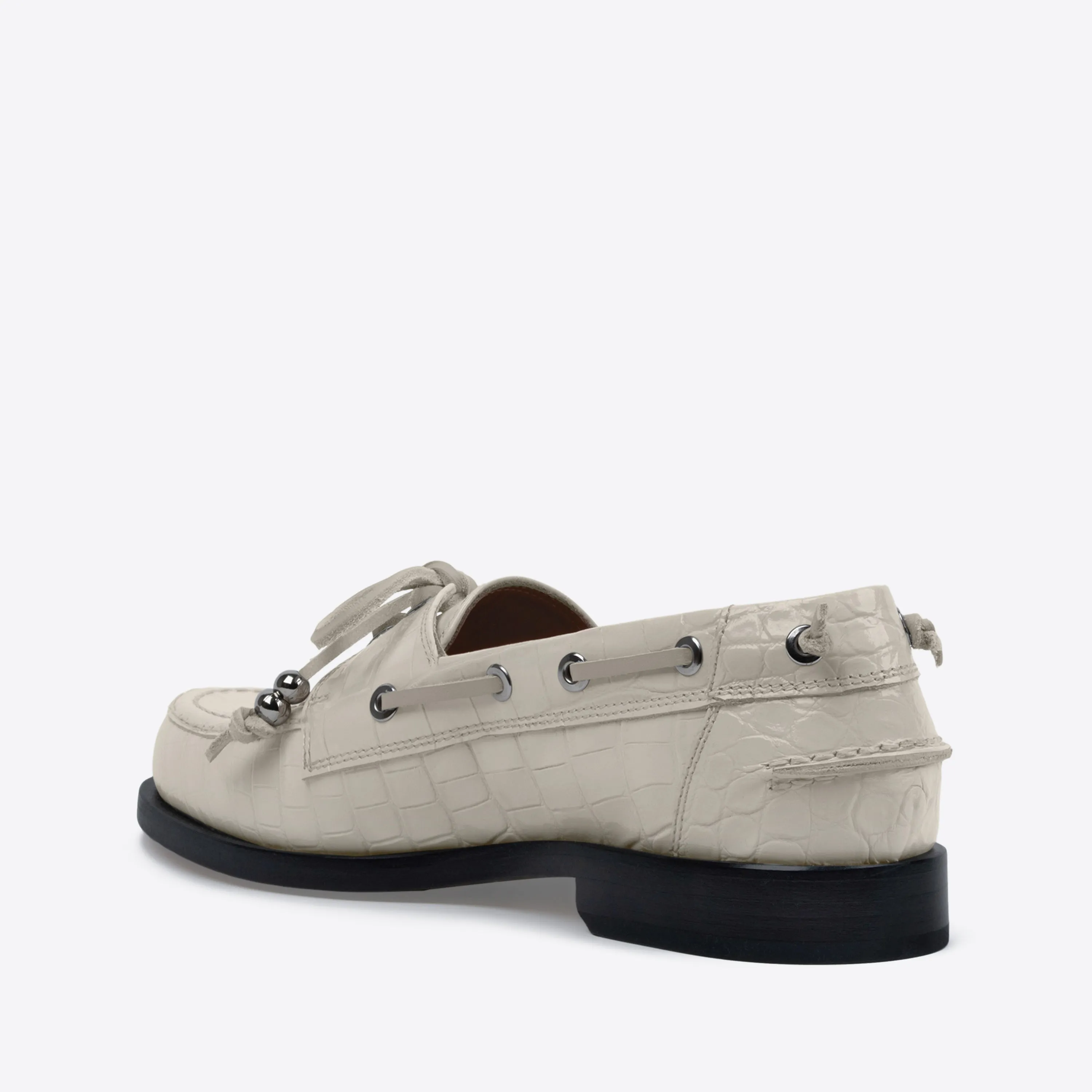 Nelson Boat Shoe Ivory Crocco