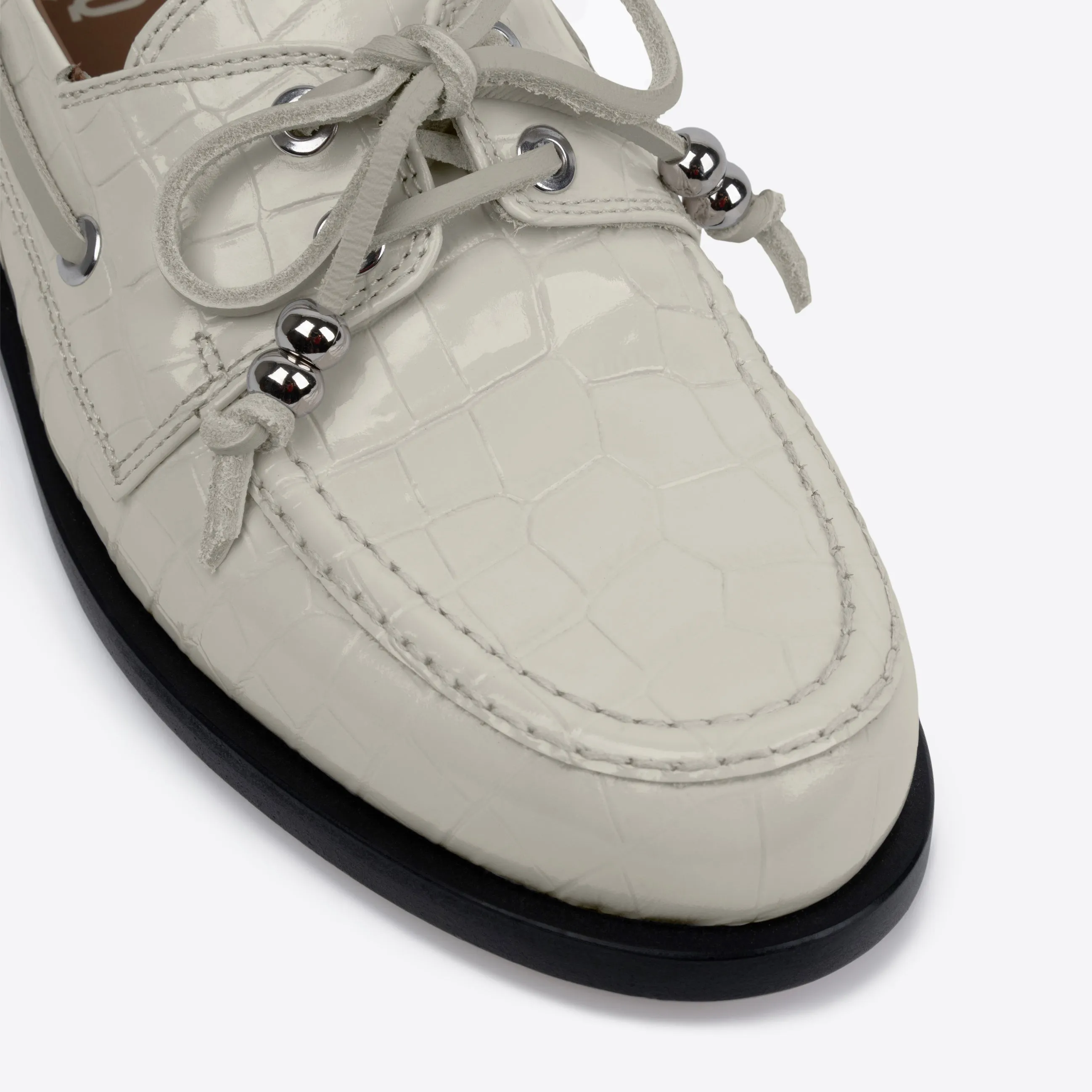 Nelson Boat Shoe Ivory Crocco