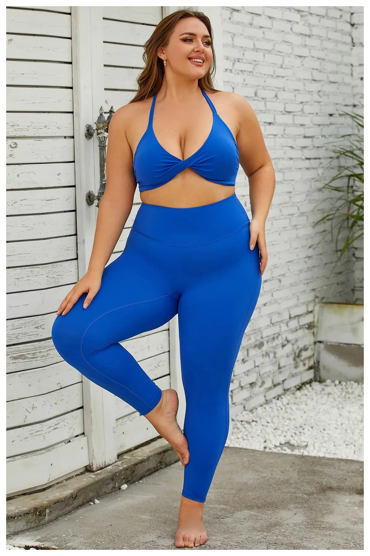 New Plus Size Sportswear Running Padded Bra High Waist Leggings Gym Fitness 2 pcs Set Quick Dry L-3XL Workout Set For Women