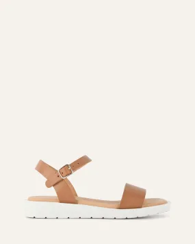 ROBIN FLAT SANDALS TAN LEATHER