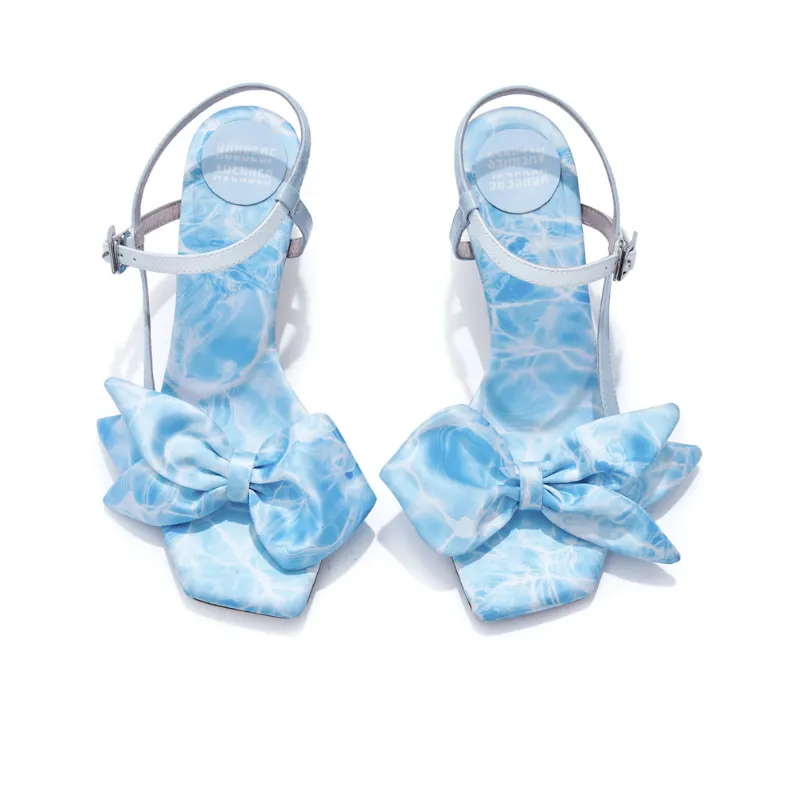 Satin Goldfish Bow Ankle Strap Sandal 5617 Blue