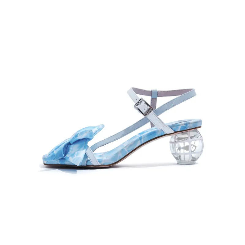 Satin Goldfish Bow Ankle Strap Sandal 5617 Blue