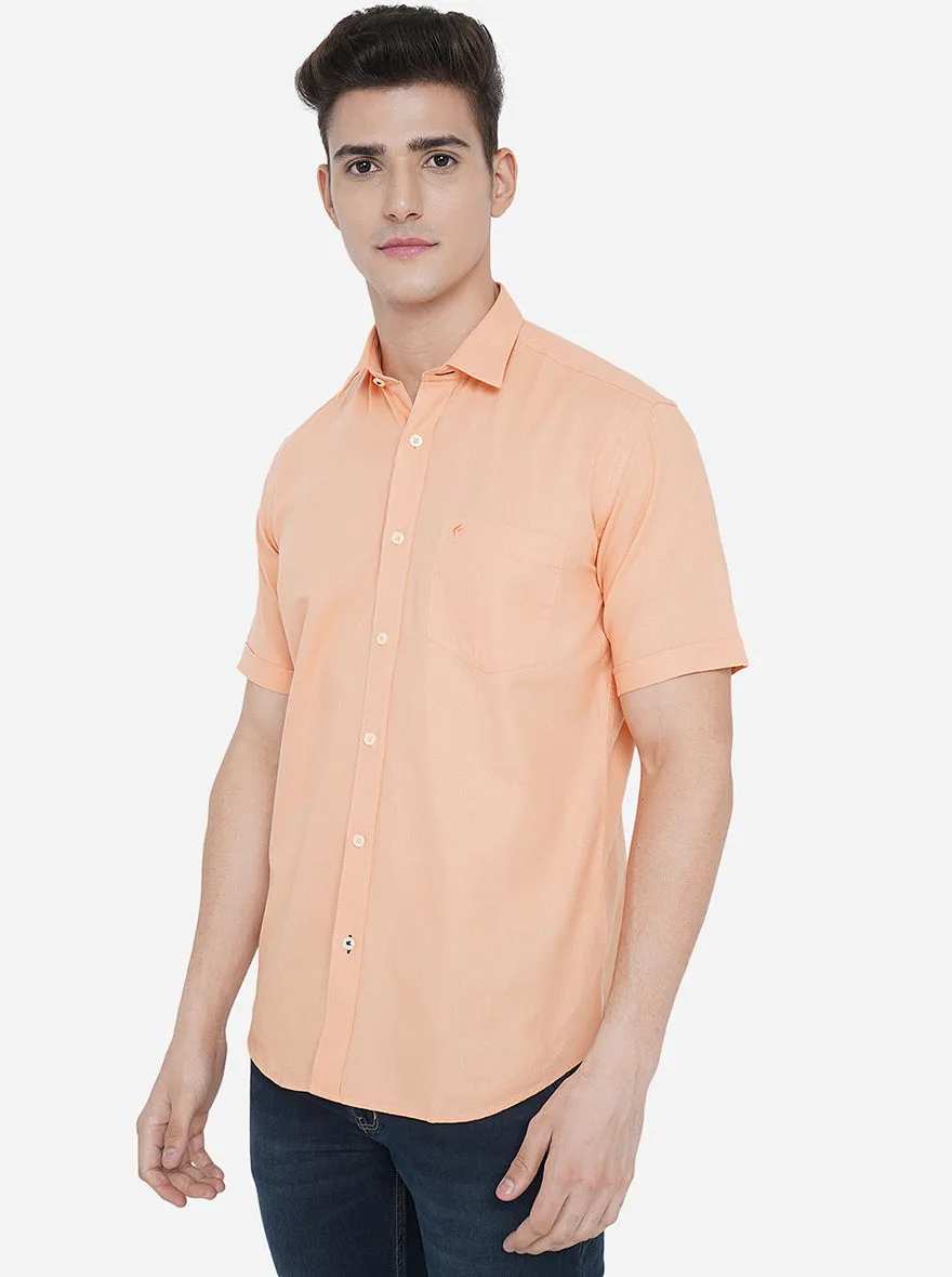 Shell Coral Solid Slim Fit Casual Shirt | Greenfibre