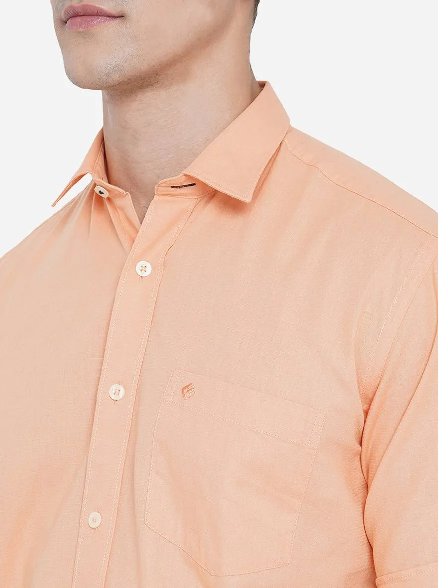 Shell Coral Solid Slim Fit Casual Shirt | Greenfibre