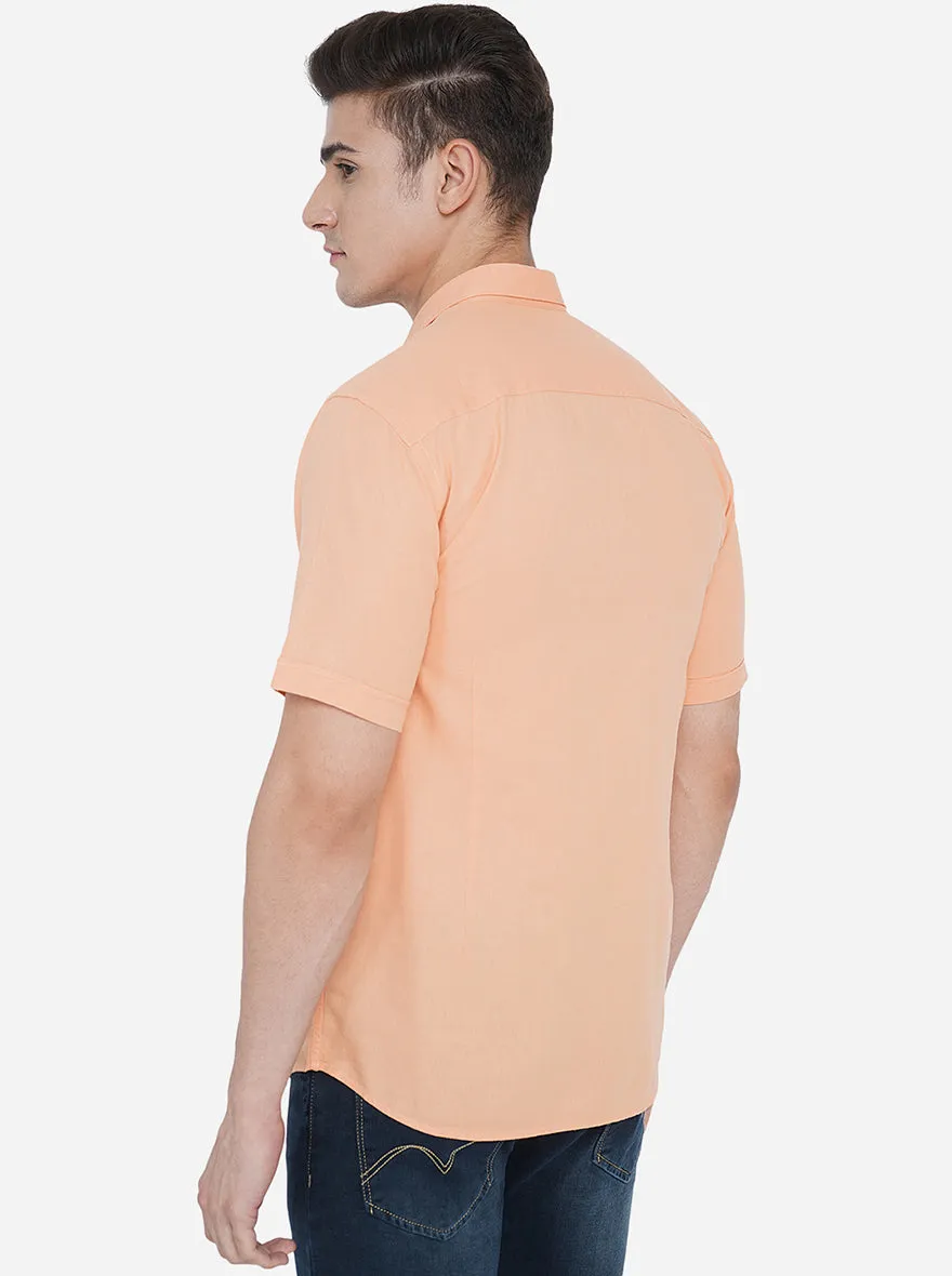 Shell Coral Solid Slim Fit Casual Shirt | Greenfibre