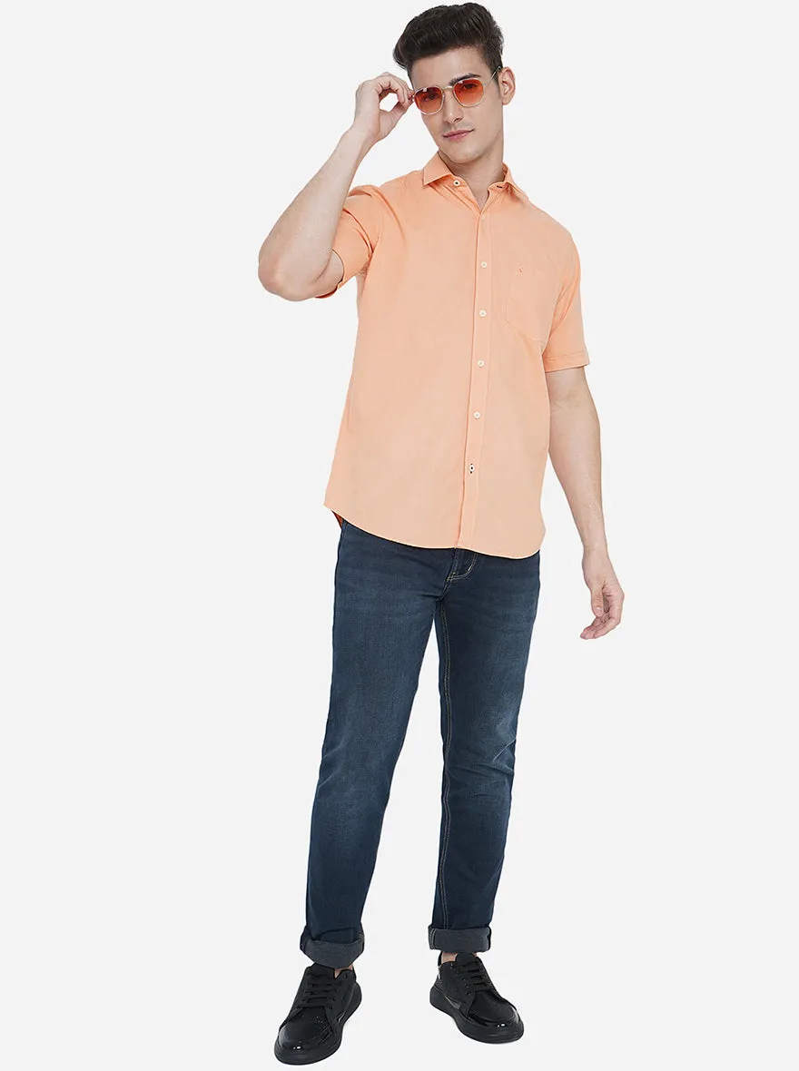 Shell Coral Solid Slim Fit Casual Shirt | Greenfibre