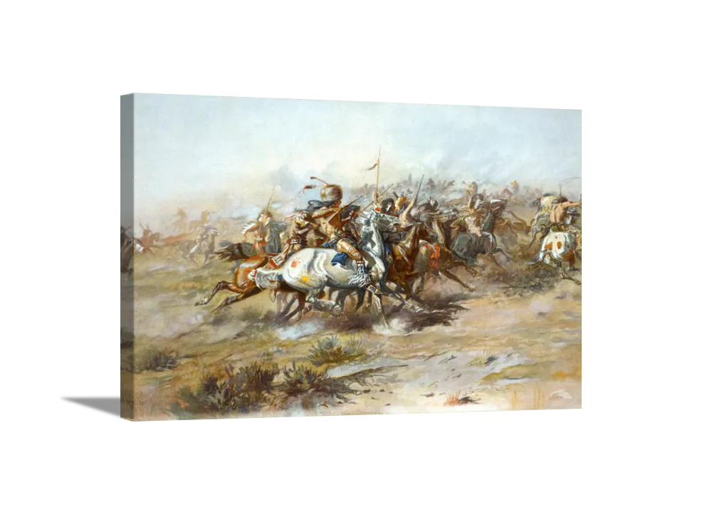 The Custer Fight | Charles Russell Masters Classic Art in Gallery Wrapped Canvas | Various Sizes