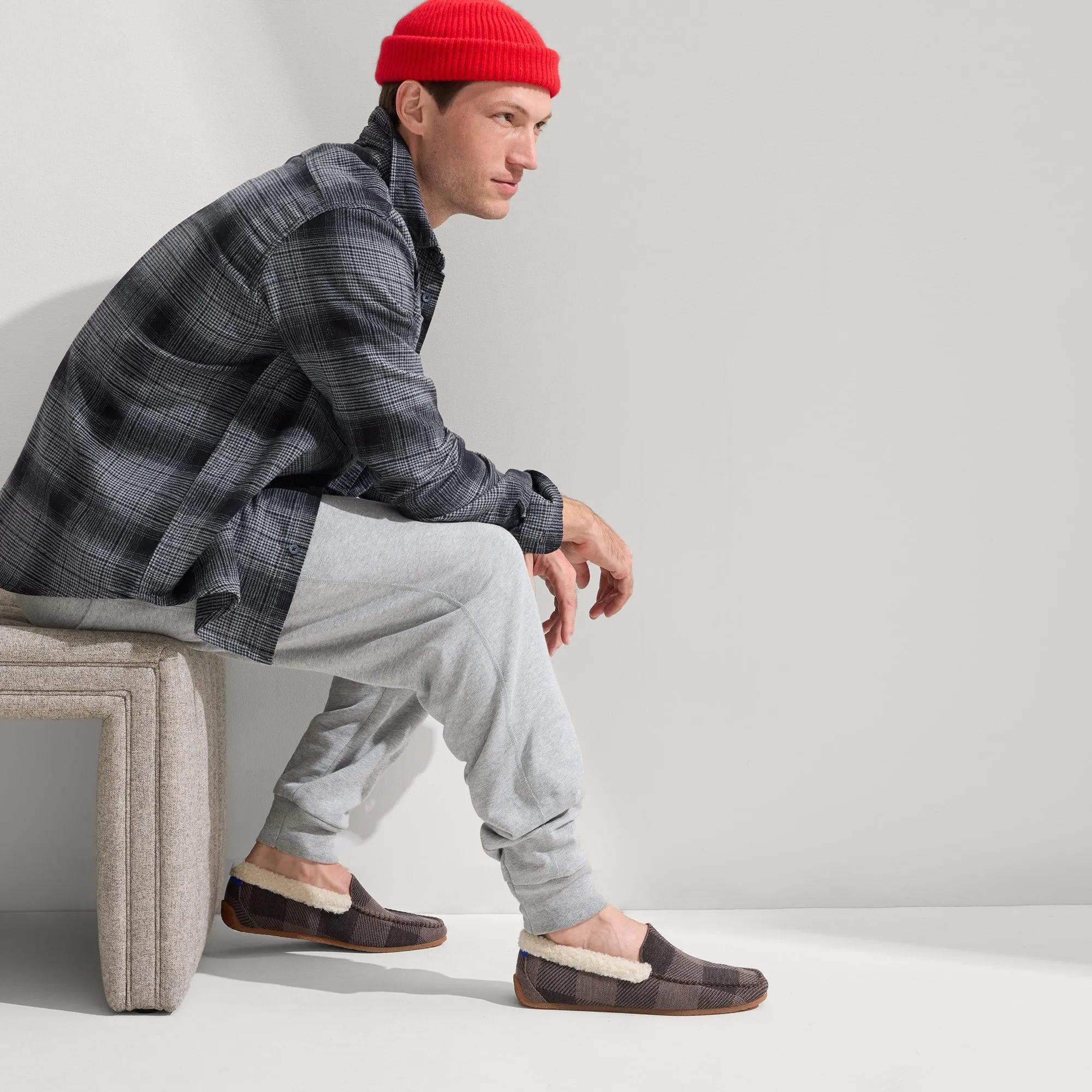 The Men's Slipper - Brown Buffalo Check