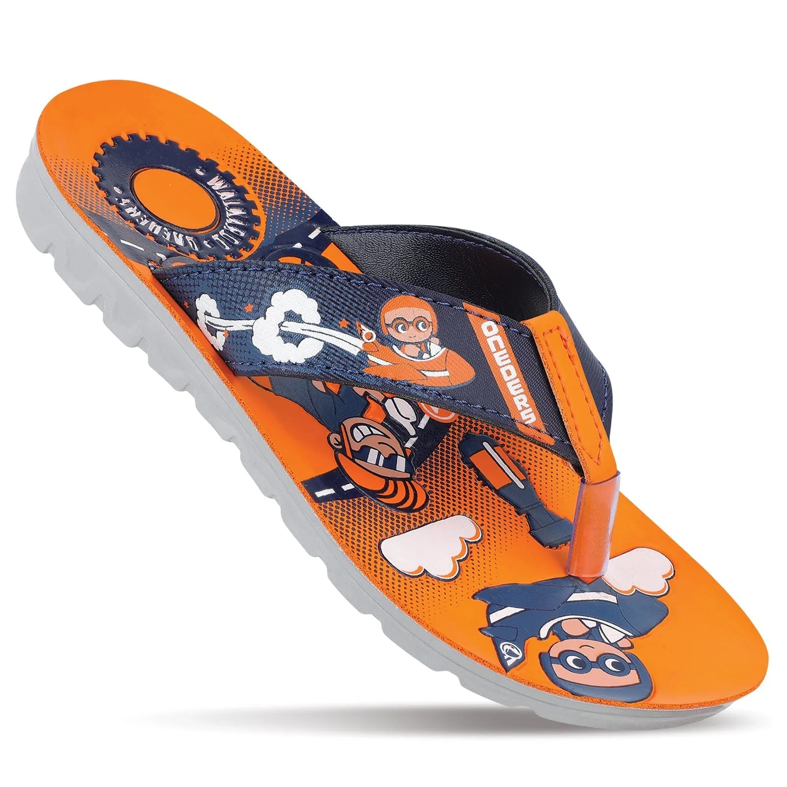 Walkaroo Kids Cartoonic Thong Sandals  - WK799 Blue Orange