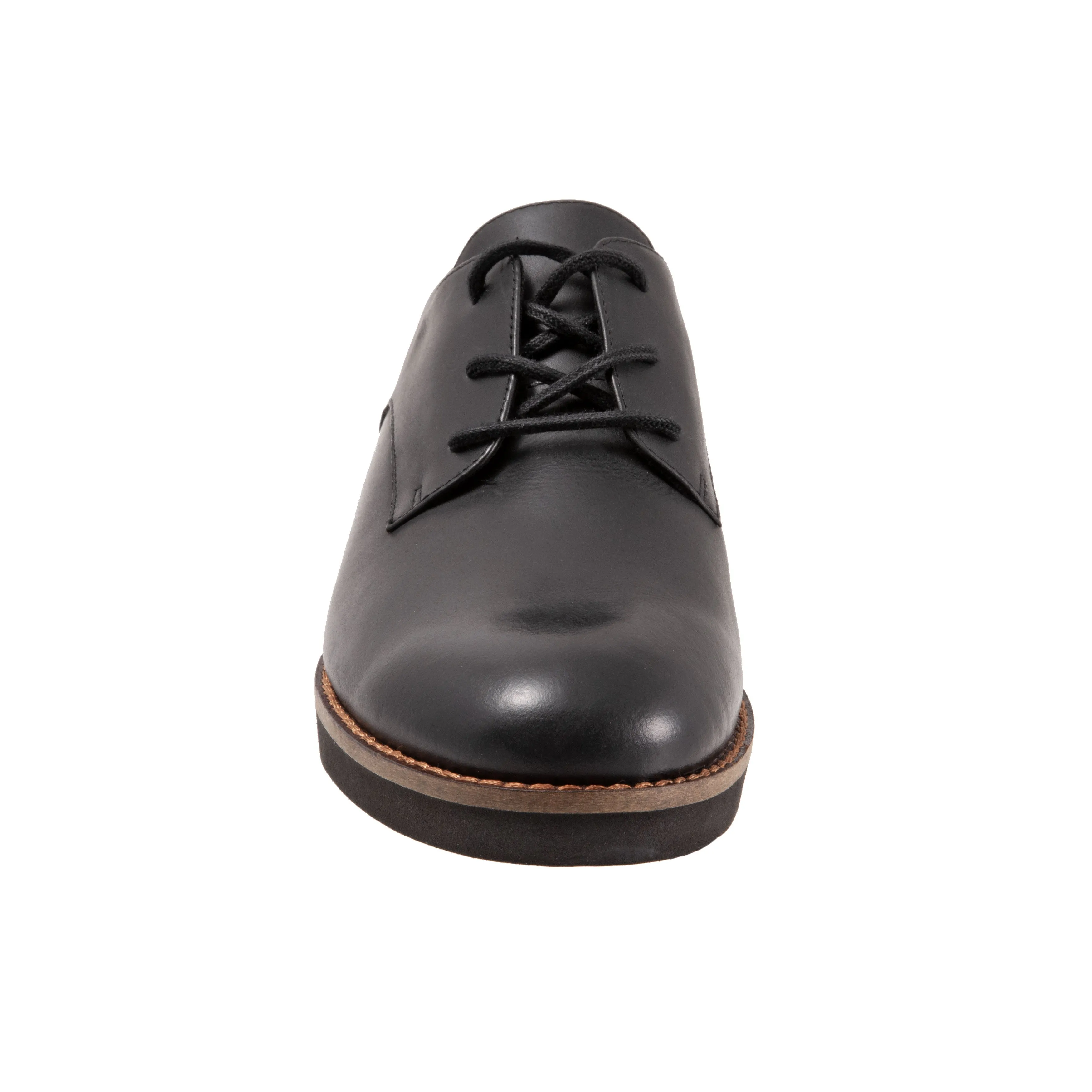 Willis 008 Black Leather Wedge Oxford Lace Up Shoes