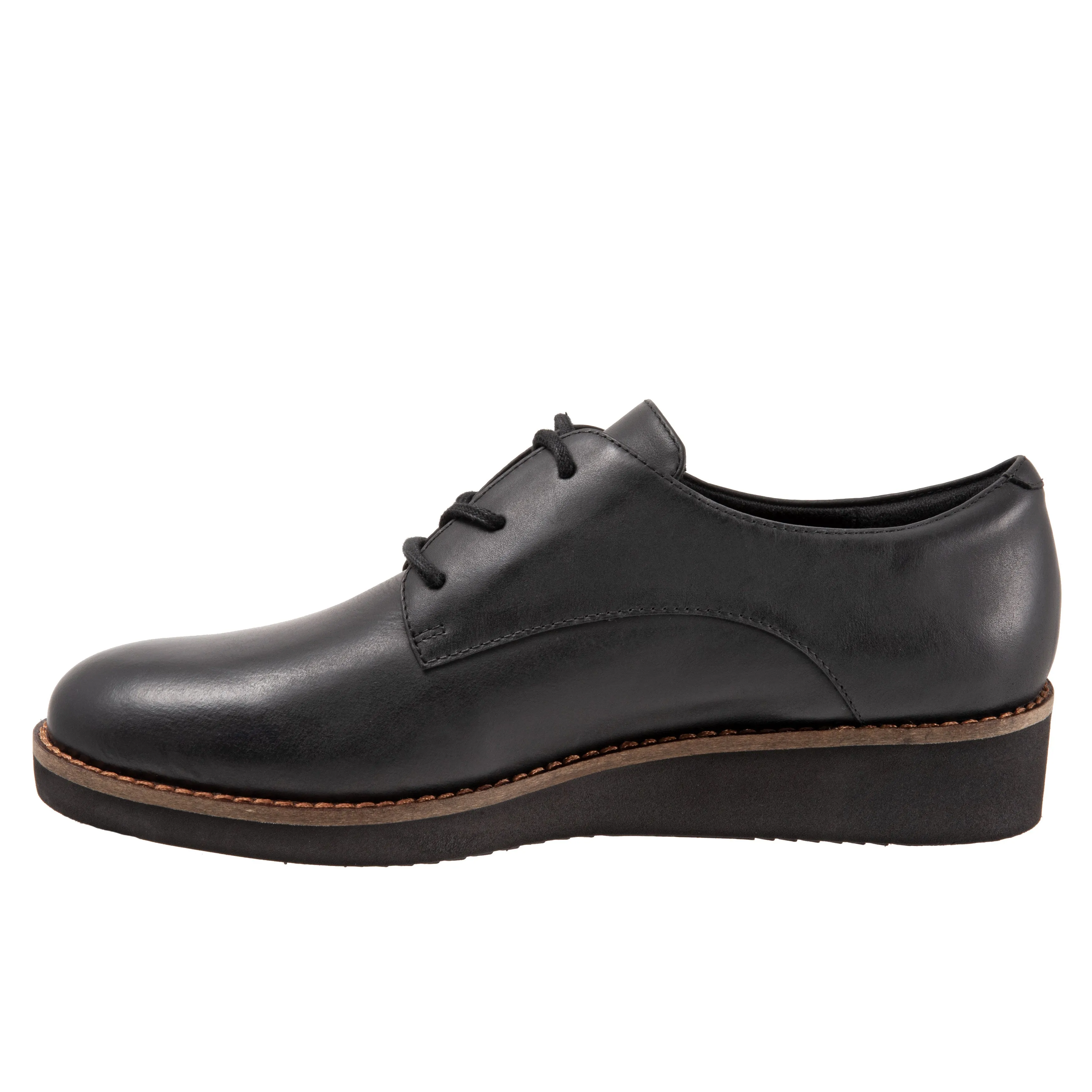 Willis 008 Black Leather Wedge Oxford Lace Up Shoes