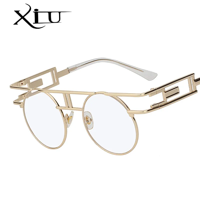 Xiu Brand Men's Steampunk Gothic Sunglasses Women Brand Designer Rose Gold