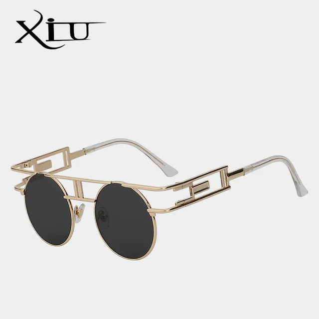 Xiu Brand Men's Steampunk Gothic Sunglasses Women Brand Designer Rose Gold