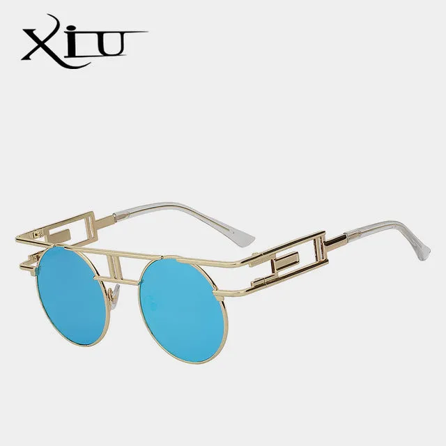 Xiu Brand Men's Steampunk Gothic Sunglasses Women Brand Designer Rose Gold