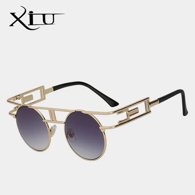 Xiu Brand Men's Steampunk Gothic Sunglasses Women Brand Designer Rose Gold