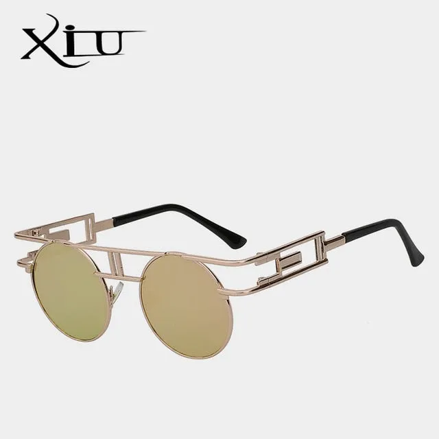 Xiu Brand Men's Steampunk Gothic Sunglasses Women Brand Designer Rose Gold