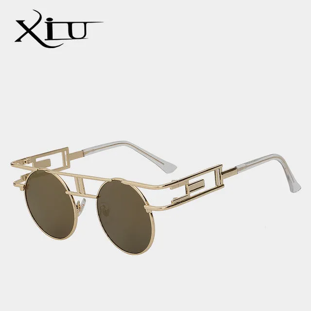 Xiu Brand Men's Steampunk Gothic Sunglasses Women Brand Designer Rose Gold