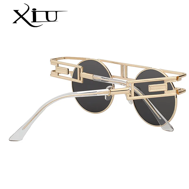 Xiu Brand Men's Steampunk Gothic Sunglasses Women Brand Designer Rose Gold