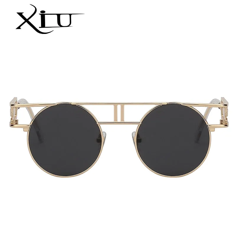 Xiu Brand Men's Steampunk Gothic Sunglasses Women Brand Designer Rose Gold