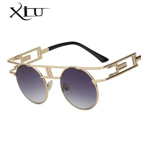 Xiu Brand Men's Steampunk Gothic Sunglasses Women Brand Designer Rose Gold