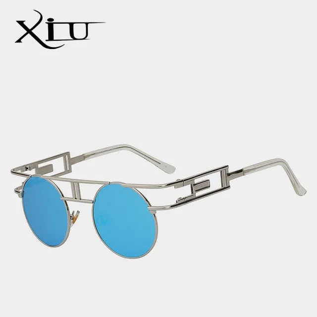 Xiu Brand Men's Steampunk Gothic Sunglasses Women Brand Designer Rose Gold