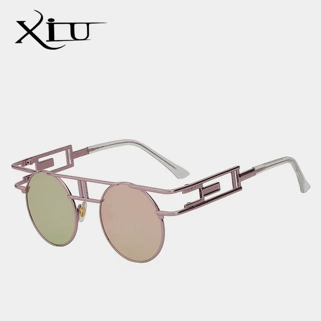 Xiu Brand Men's Steampunk Gothic Sunglasses Women Brand Designer Rose Gold