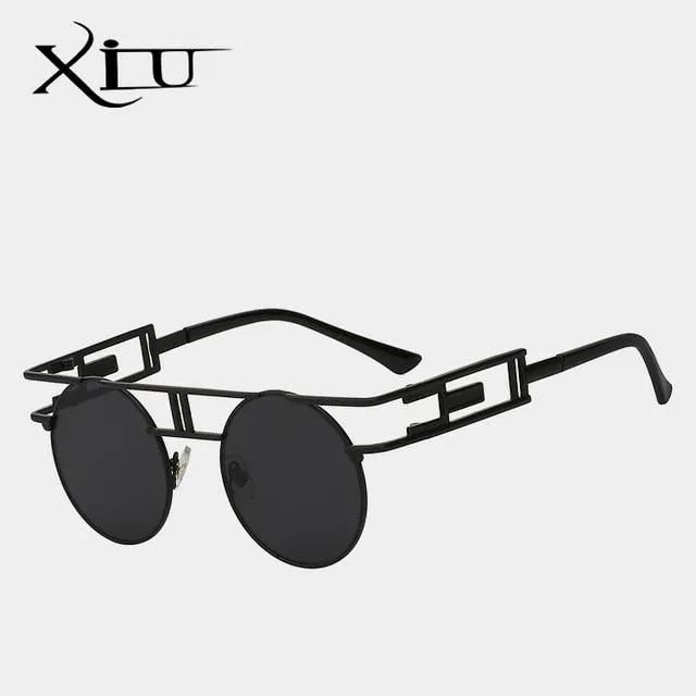 Xiu Brand Men's Steampunk Gothic Sunglasses Women Brand Designer Rose Gold