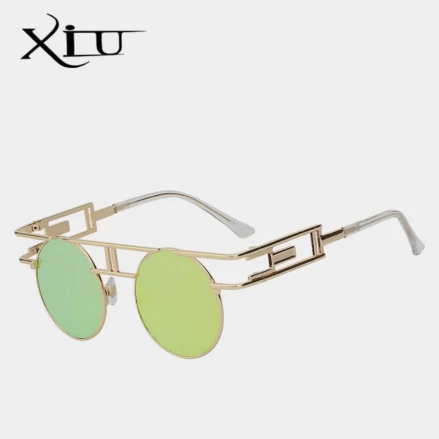 Xiu Brand Men's Steampunk Gothic Sunglasses Women Brand Designer Rose Gold