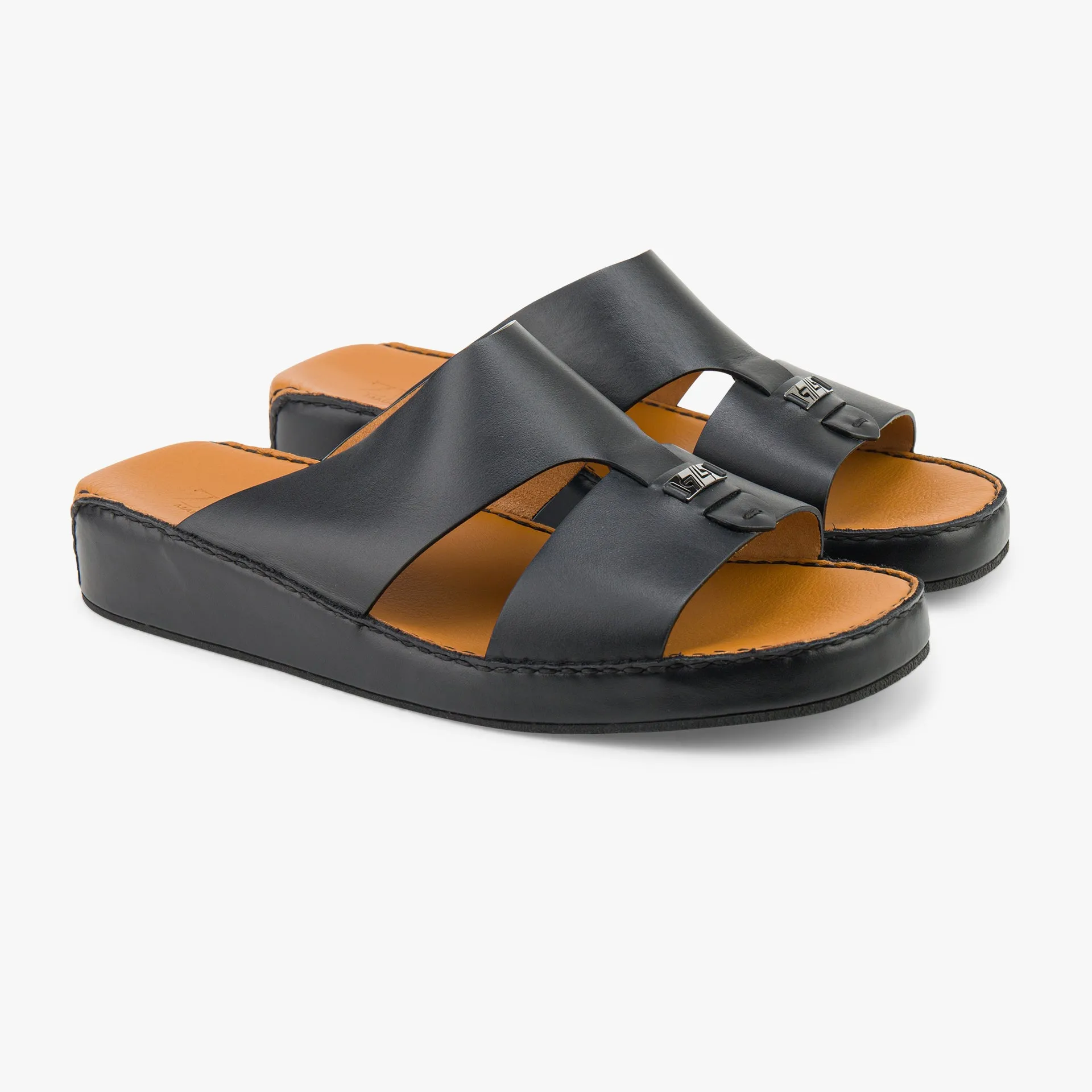 Zilli Arabic Style Calfskin Sandals with Retro Plaque